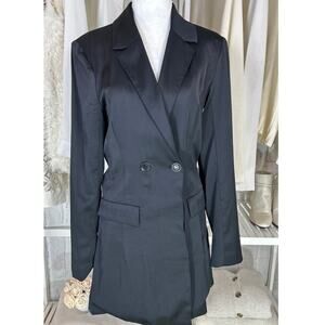 Abercrombie & Fitch Women's Size S Longline 2 Button Satin Blazer Jacket #0558